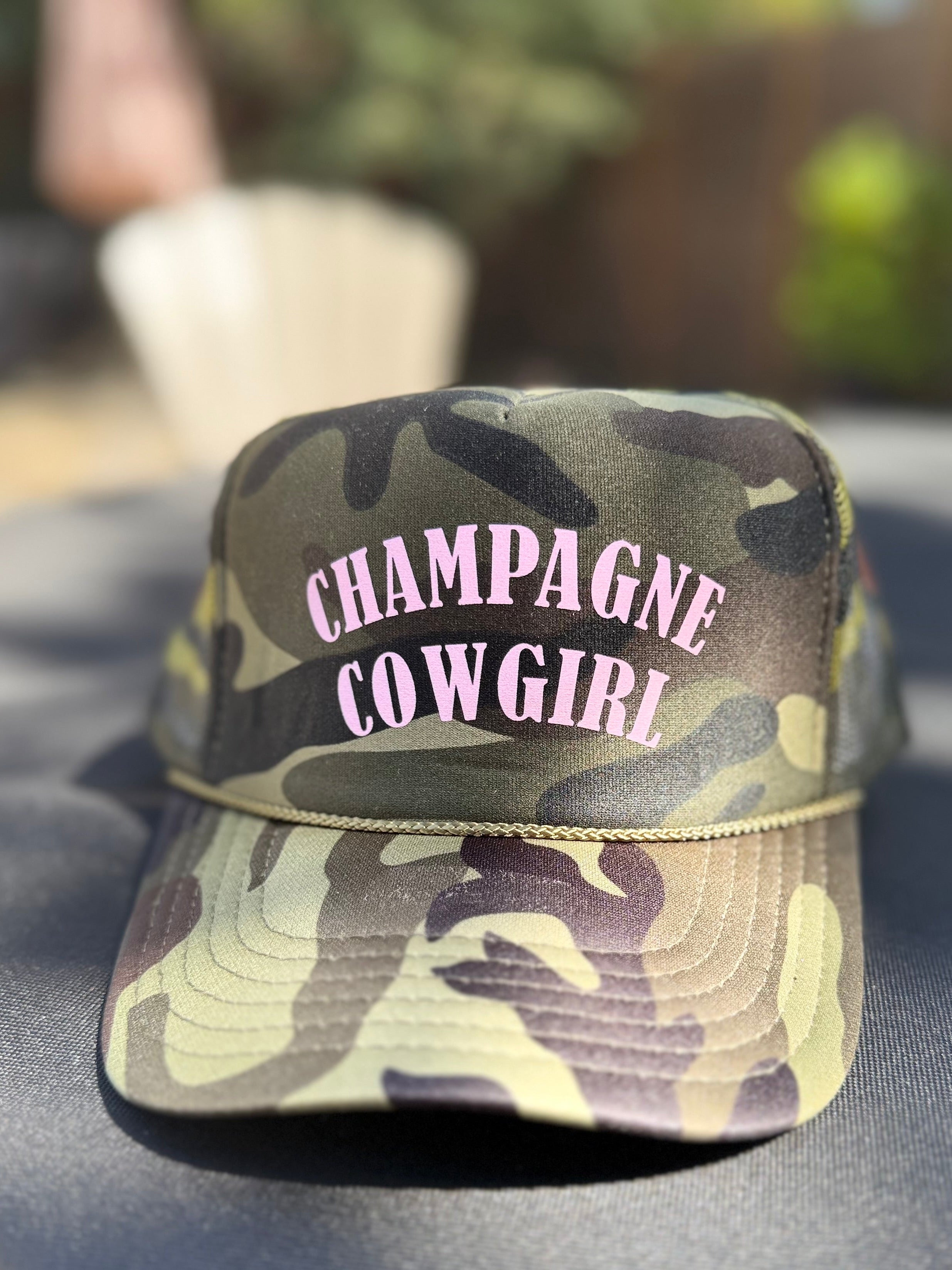 Camouflage Champagne Cowgirl Trucker Hat